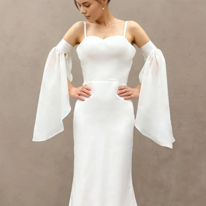 1 زوج النساء واقية من الشمس طويلة الأكمام انفصال الزخرفية بسيطة تول شير مدفئات للذراع لحفل الزفاف أو ارتداء اليومي اكسسوارات