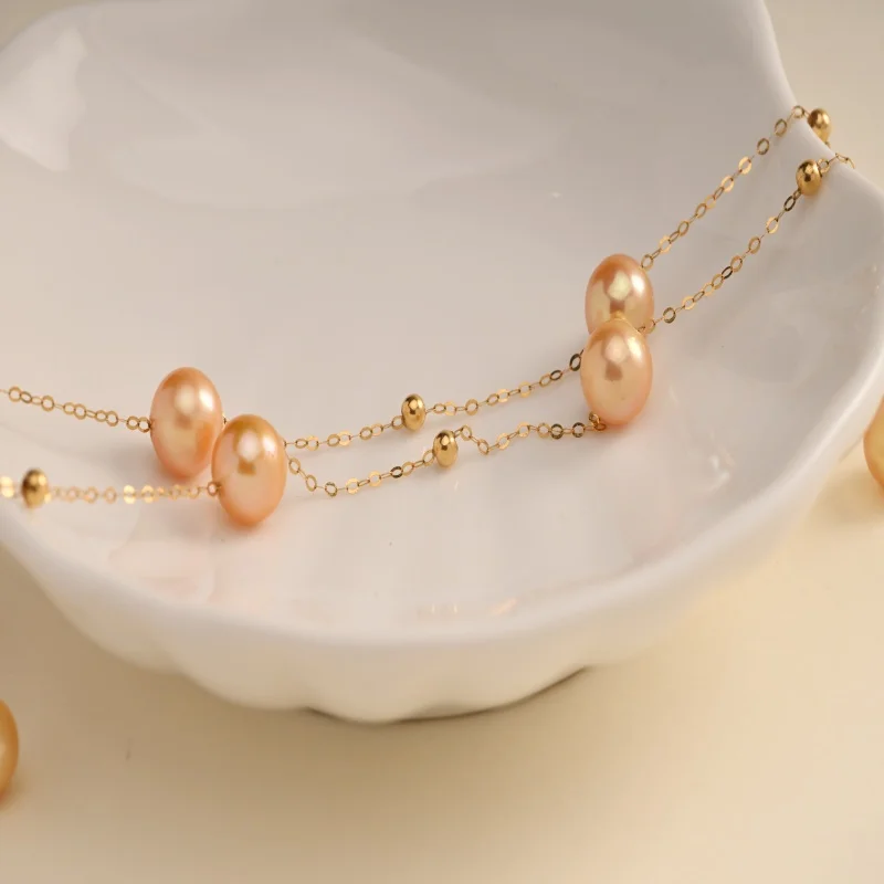 18k Gold Necklace Pendant Sea Water Gold Pearl High Jewelry AU750 Sky Wedding Party Women's Gift X1028