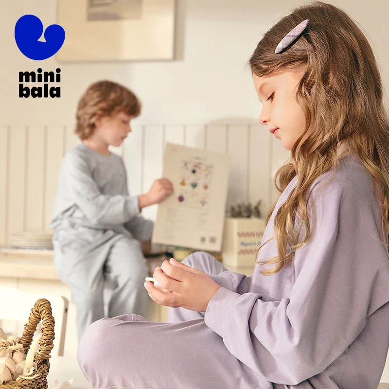 

Mini Balabala Kids Pajama Set 2025 Autumn Moisture Wicking Breathable Sleepwear