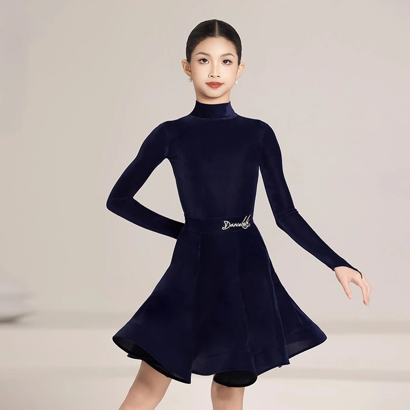 customized women's adult Latin dance costume performance outfit professional competition high-end velvet dance suit fringe dress