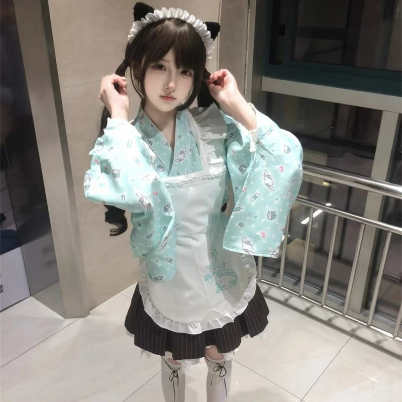

Kawaii платье в стиле Лолиты, женское японское милое милое платье принцессы с рюшами и принтом кота, вечерние платья, анимационное шоу, комплект платья горничной Лолиты