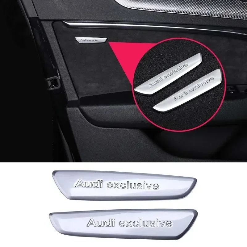 

Металлический цинковый сплав для Audi Exclusiver Автомобильные наклейки для Audi Sline A3 A4 A5 A6 Q3 Q5 Q7 TT RS3 Маркировка внутренней дверной панели автомобиля