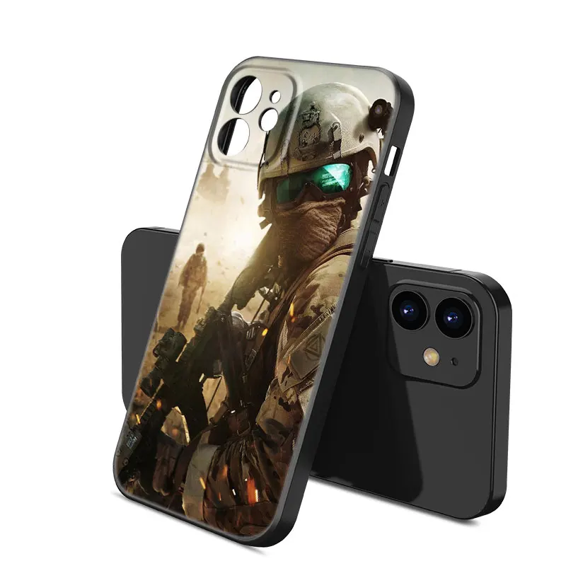 Modern Warrior Army Phone Case For Apple iPhone 12 13 Mini 11 14 15 Pro Max 7 8 Plus X XR XS SE 2020 2022 Black Silicone Case