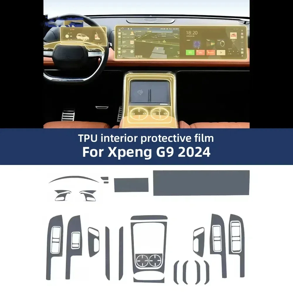 Pré corte interior do carro ppf película de proteção pintura para xpeng g9 2024 console reparação resistente a riscos tpu filme refi acessórios