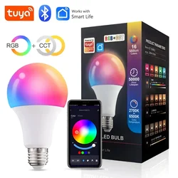 Tuya E27 Светодиодные лампы Bluetooth Smart Bulb 9W Изменение цвета Свет с регулируемой яркостью RGB Светодиодная лампа 220V 110V Smart Life App Control A60