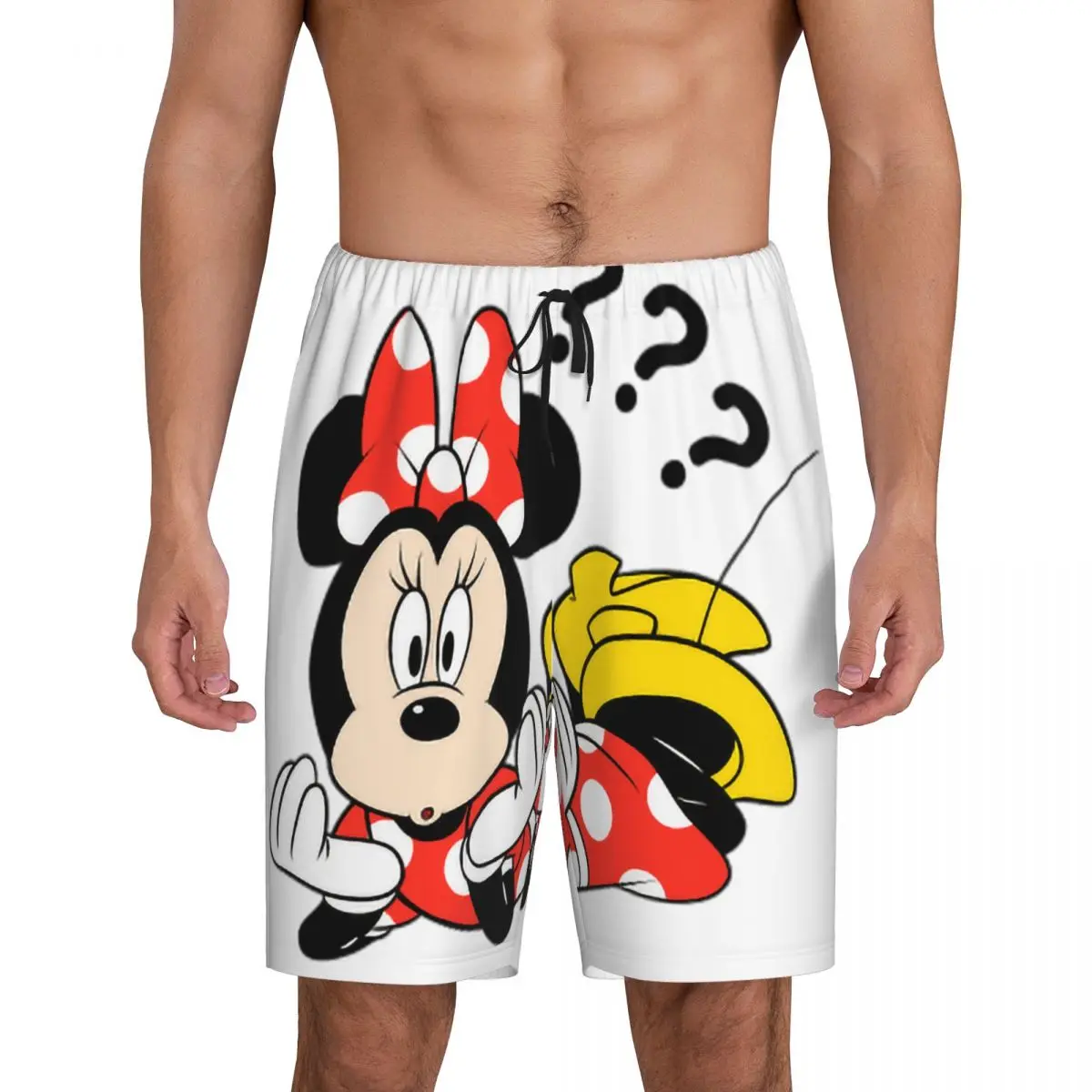 

Custom Cartoon Animation Minnie Mouse Pajama Shorts Men's Sleepwear Lounge Bottom Stretch Sleep Short Pjs with Pockets