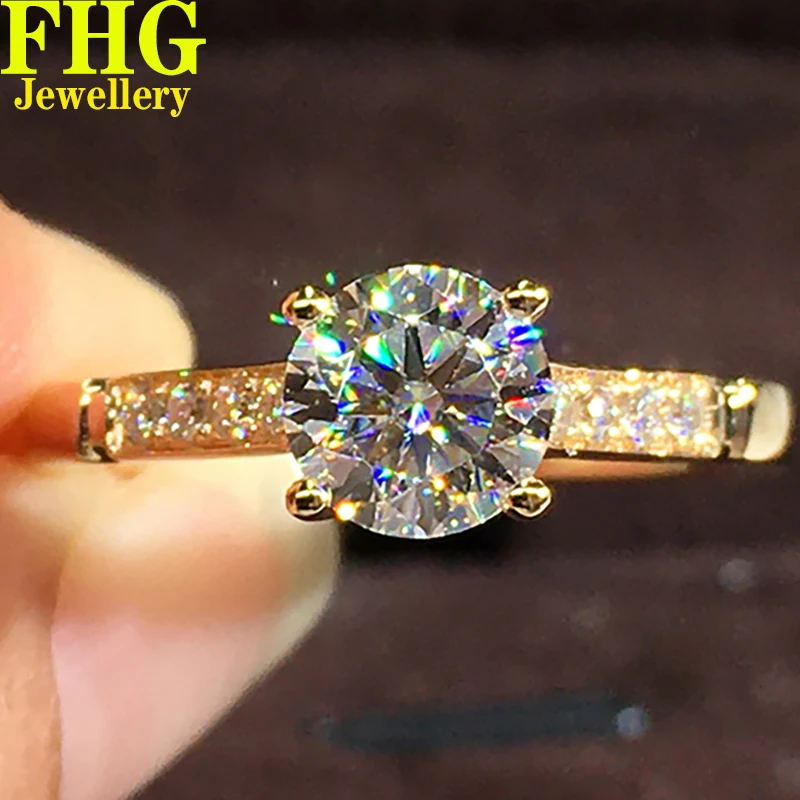 

1 2 3 4 5 Ct Real 18K Solid Gold Women Wedding Anniversary Engagement Party Ring Round Moissanite Diamond Ring