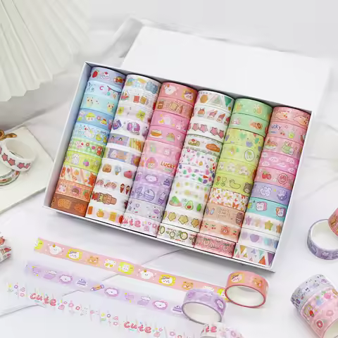 60rolls 7200inch Cartoon Kawaii Washi Tape Set Grid Food Fruit Scrapbooking Sticker Tapes DIY Masking Kids Japanese Decoration