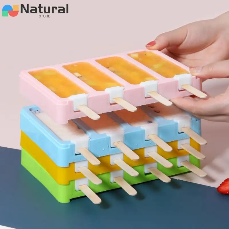 Ice Cream Silicone Mold Sorbet DIY Homemade Popsicle Making Ice Tray Ice Tray Ice Cube Maker Popsicle Sticks Kitchen Gadgets