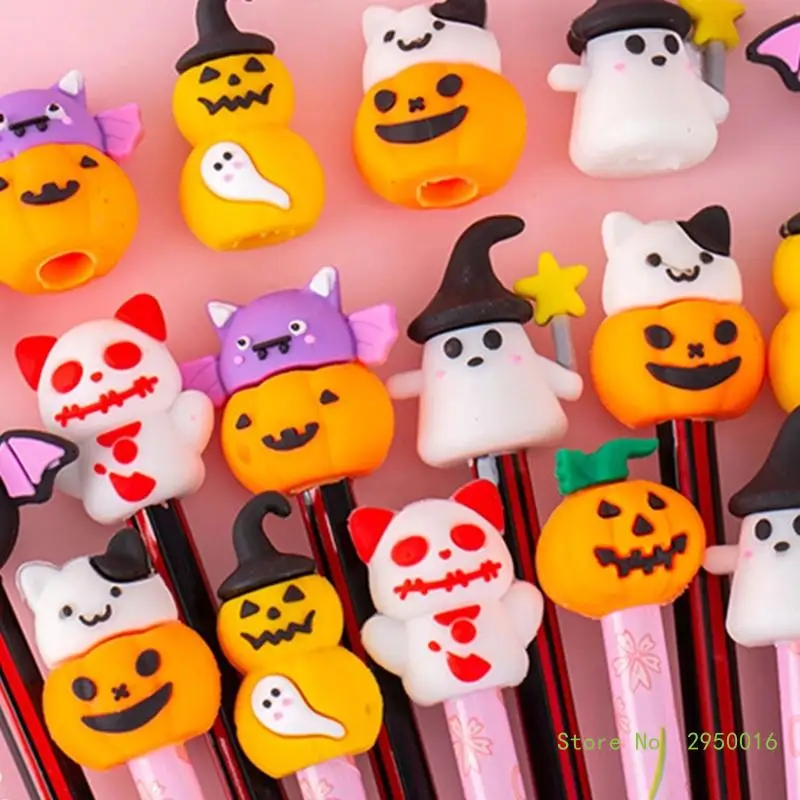 10Pcs Halloween Christmas Pencil Caps Silicone Pencil Tip Covers Chewing-proof Pencil Caps Pencils Extender Holder