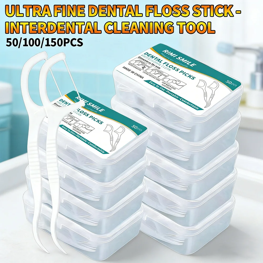 

Зубочистки RIMI SMILE Ultra-Fine с нитью, 50/100/150 шт., портативный футляр, межзубные очистители, инструмент для ухода за полостью рта и чистки зубов