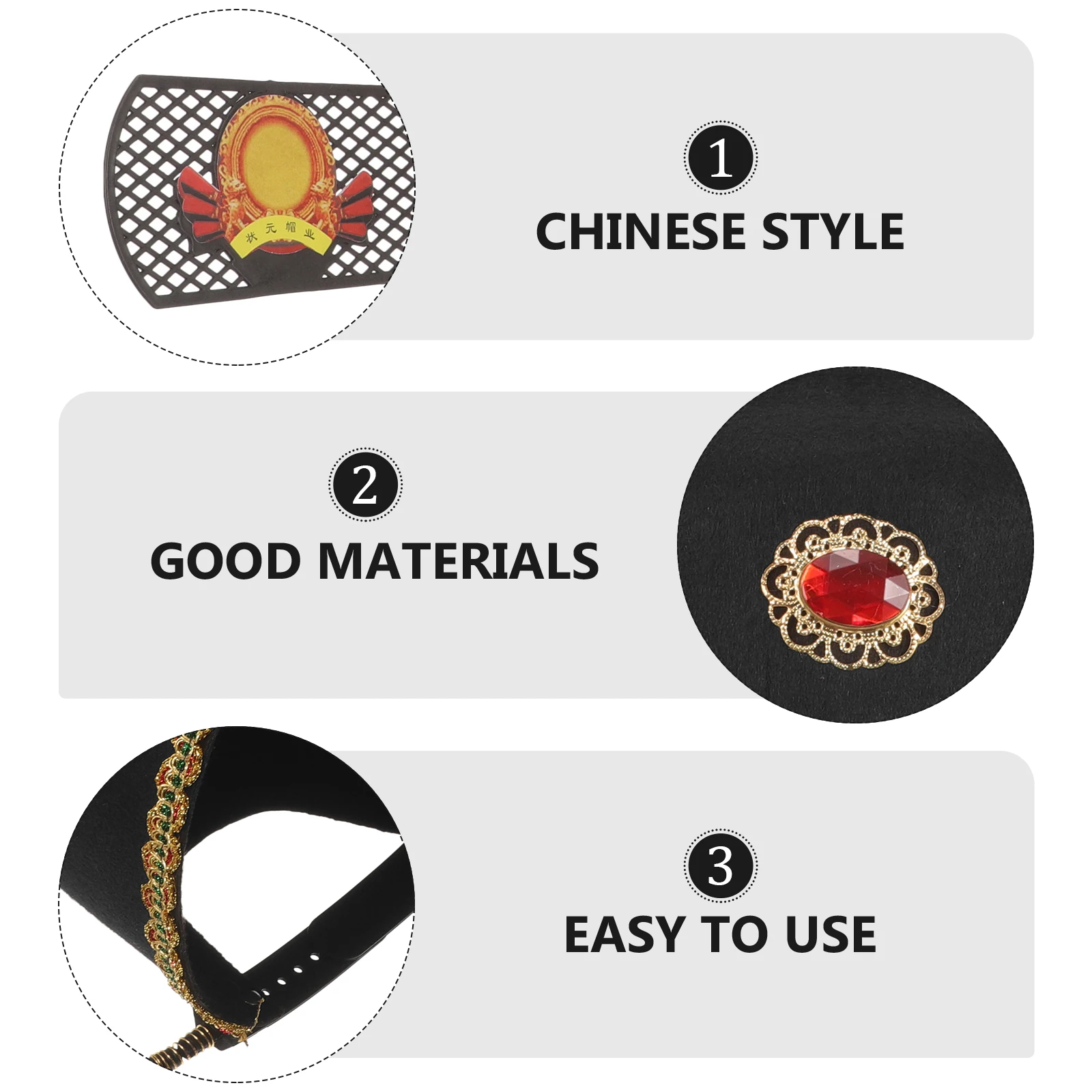 

Ancient Scholar Hat Retro Emperor Headwear for Cosplay Stage Traditional Chinese Costume Accessory Non Woven Fabric R om Color