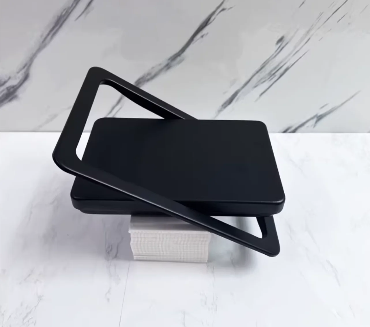 1Pc Matte Black Counter Mounted Trash Swing Lid Cover Kitchen Bath Countertop Grommet Matte Black