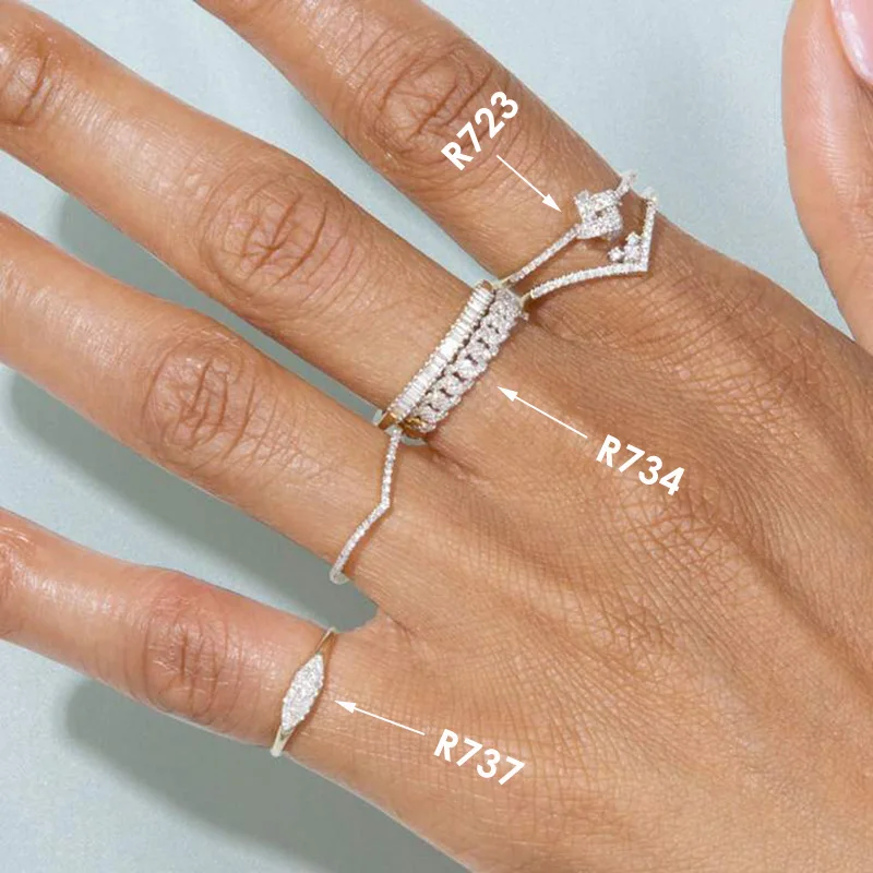 Dainty Minimalistischen Stacking Ring Für Frauen Trendy Zirkonia Gold Kristall Finger Zubehör für Weibliche Schmuck Geschenk R737