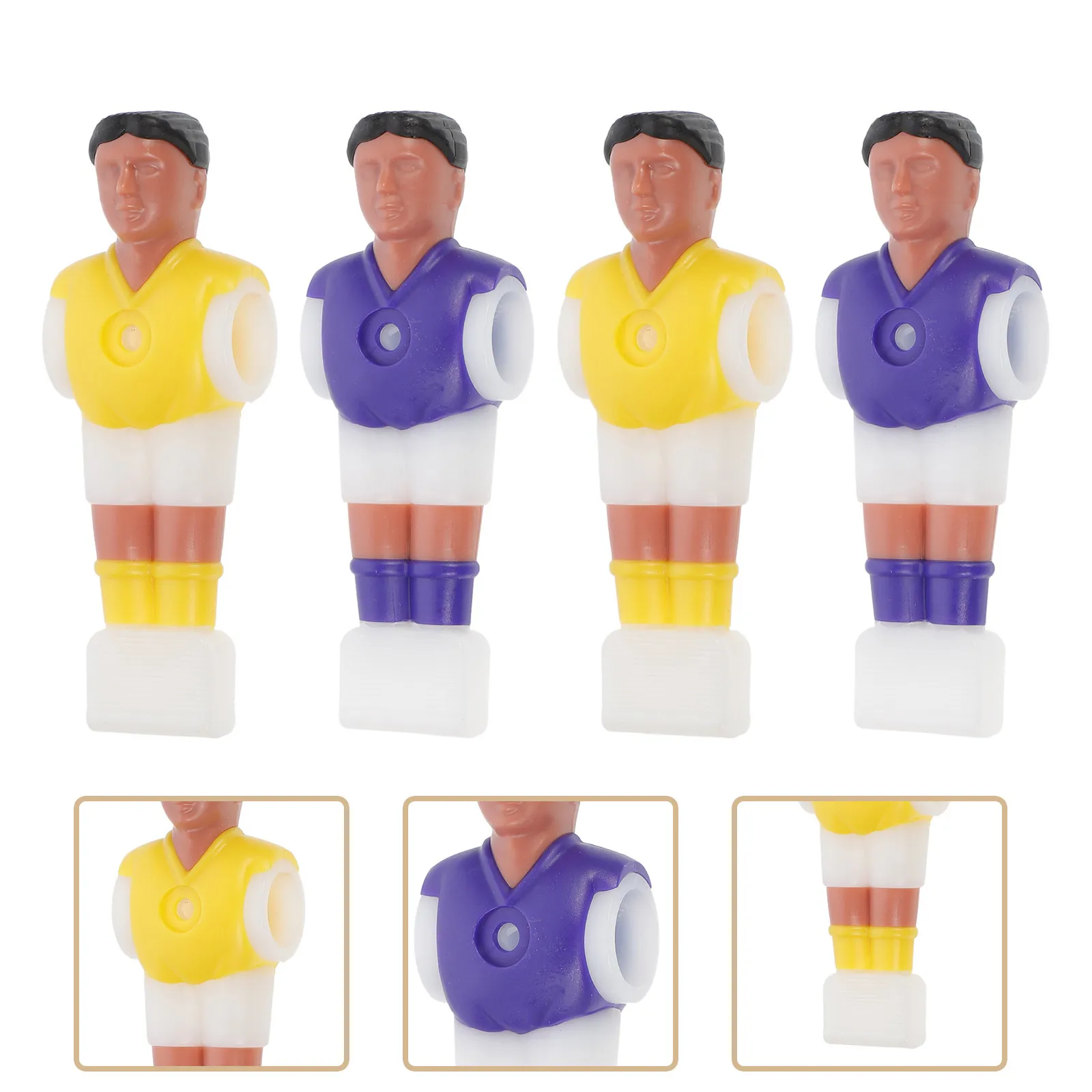 

4Pcs Standard Rod Foosball Men Tournament Soccer Style Yellow Purple Mini Football Players Tabletop Football Man Replacement