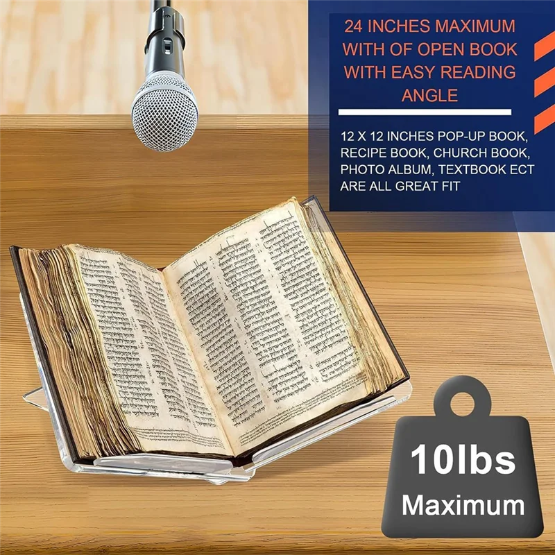 A11E-Transparent Clear Acrylic Book Holder Textbooks Reading Stand For Open And Closed Books, Magazines