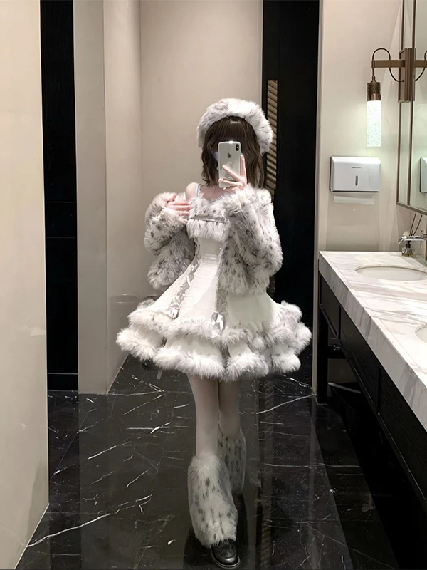 

2026 new Winter Furry Heavy Work Puffy Lolita Dress Aosphere Sensation Coat Elegant Soft Girl Costume