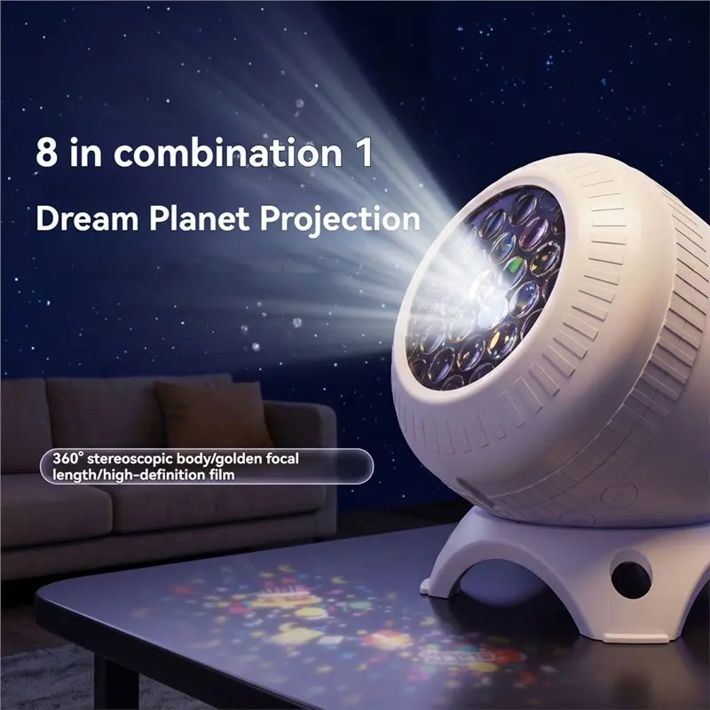 A01F-Galaxy Star Christmas Lamp Eight-In-One Rotating LED Projector Night Light For Bedroom Decor