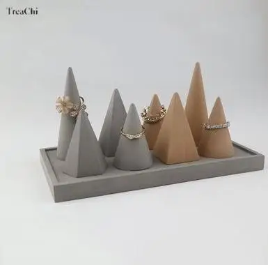 Simple Cement Cone Ring Holder Display Rack Jewelry Showcase Accessories Rings Display Panel Props Earring Tray