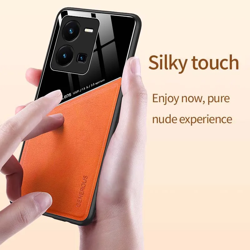 Für VIVO Y35 Y16 Y02S Y22 Y77 Y75 Magnetische Leder Fall Volle Abdeckung Anti-Fingerprint-Soft TPU Kamera Protector glas Film Funda