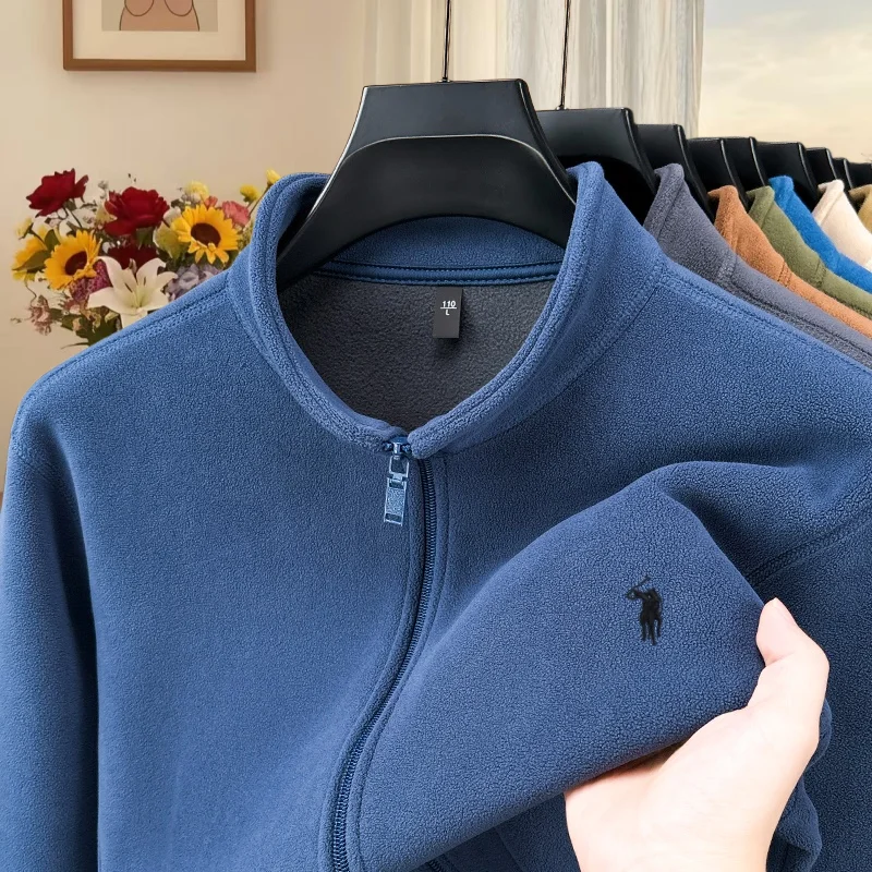 

Осенне-зимний модный брендовый оригинальный удобный кардиган на молнии с вышивкой Paul, новая мужская бархатная теплая куртка с воротником-стойкой