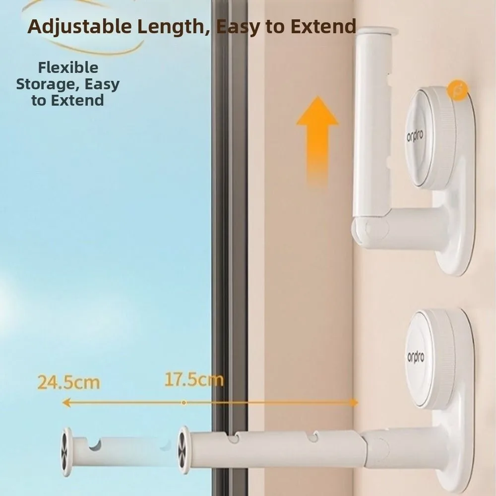رف تجفيف الملابس القابل للسحب، تركيب كوب الشفط، شماعة ملابس قابلة للطي، منظم توفير المساحة، طول قابل للتعديل #5