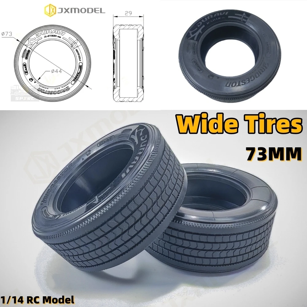 73MM Gummi-Puppenreifen 23MM schmal 29MM breit für 1/14 Tamiya RC Scania 770S Man Actros Volvoo TGX TGS europäische LKW-Spielzeugteile