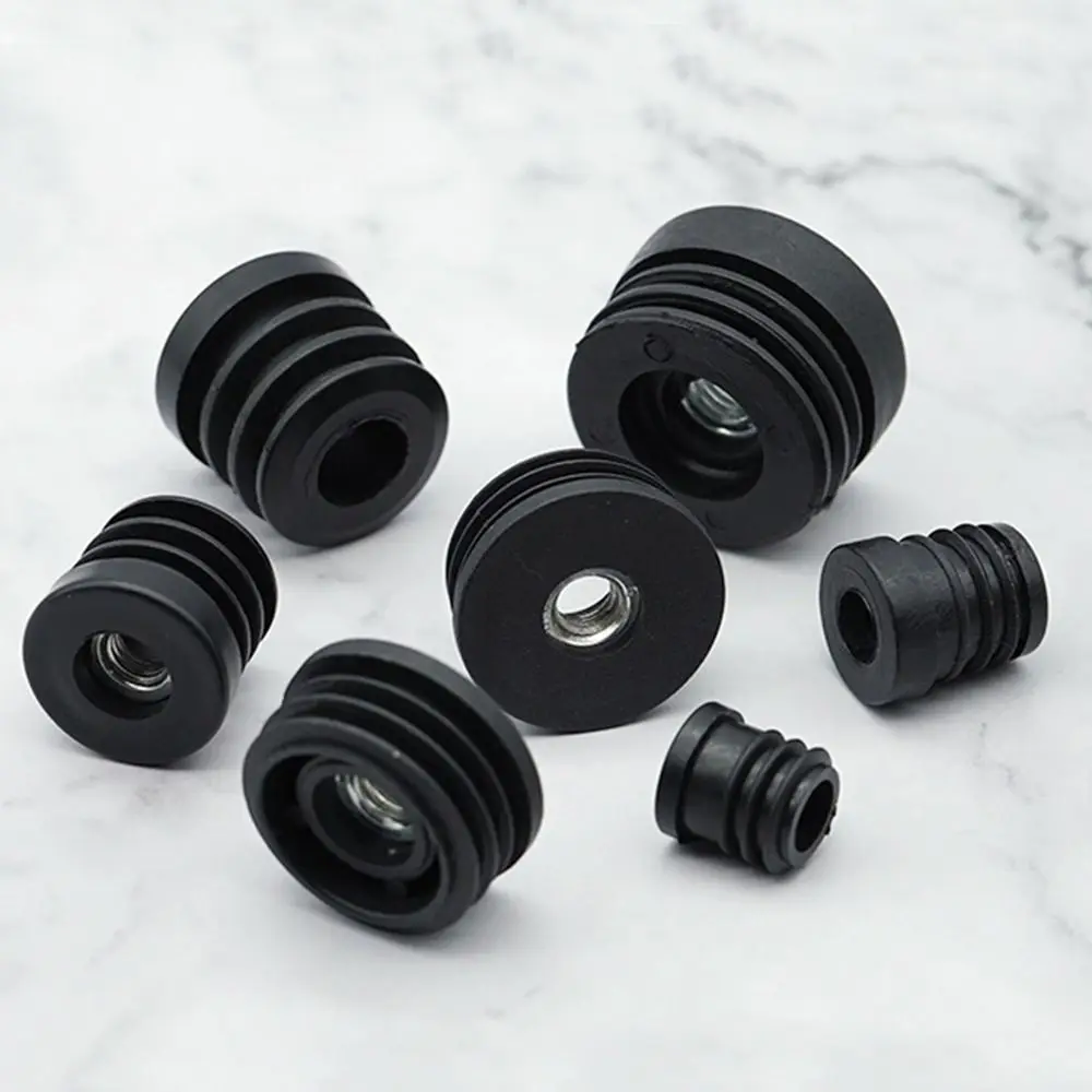 Glide Leveling Foot Pad Black Nut Hole Plug Round Plastic Pipe Inner Plug Furniture Leveling Feet Table Chair