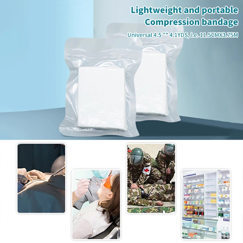 

Compressed Emergency Bandage Dressing Gauze Combat Hemostatic Emergency Trauma Soluble For Tactical First Aid