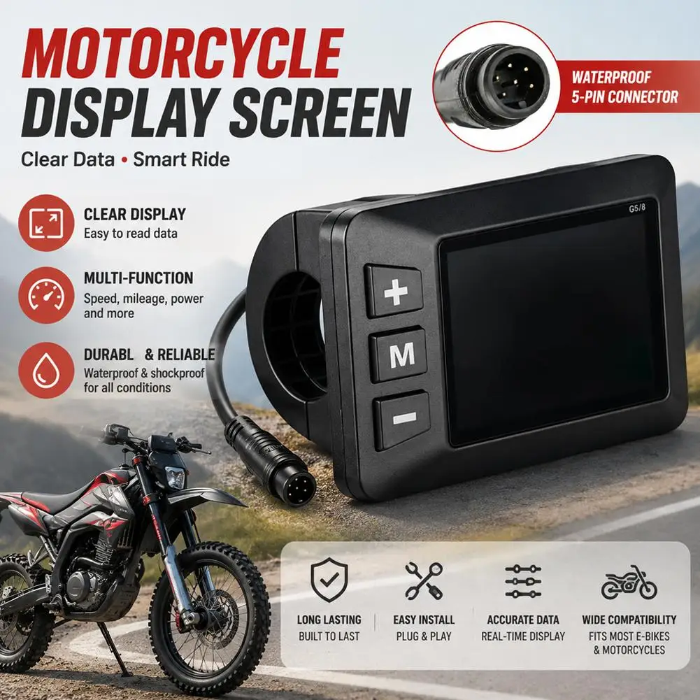 Ebike Display Fit For Yozma IN 10 Electric Bicycle LCD Panel Screen with Waterproof 5-Pin Connector Control Panel Meter