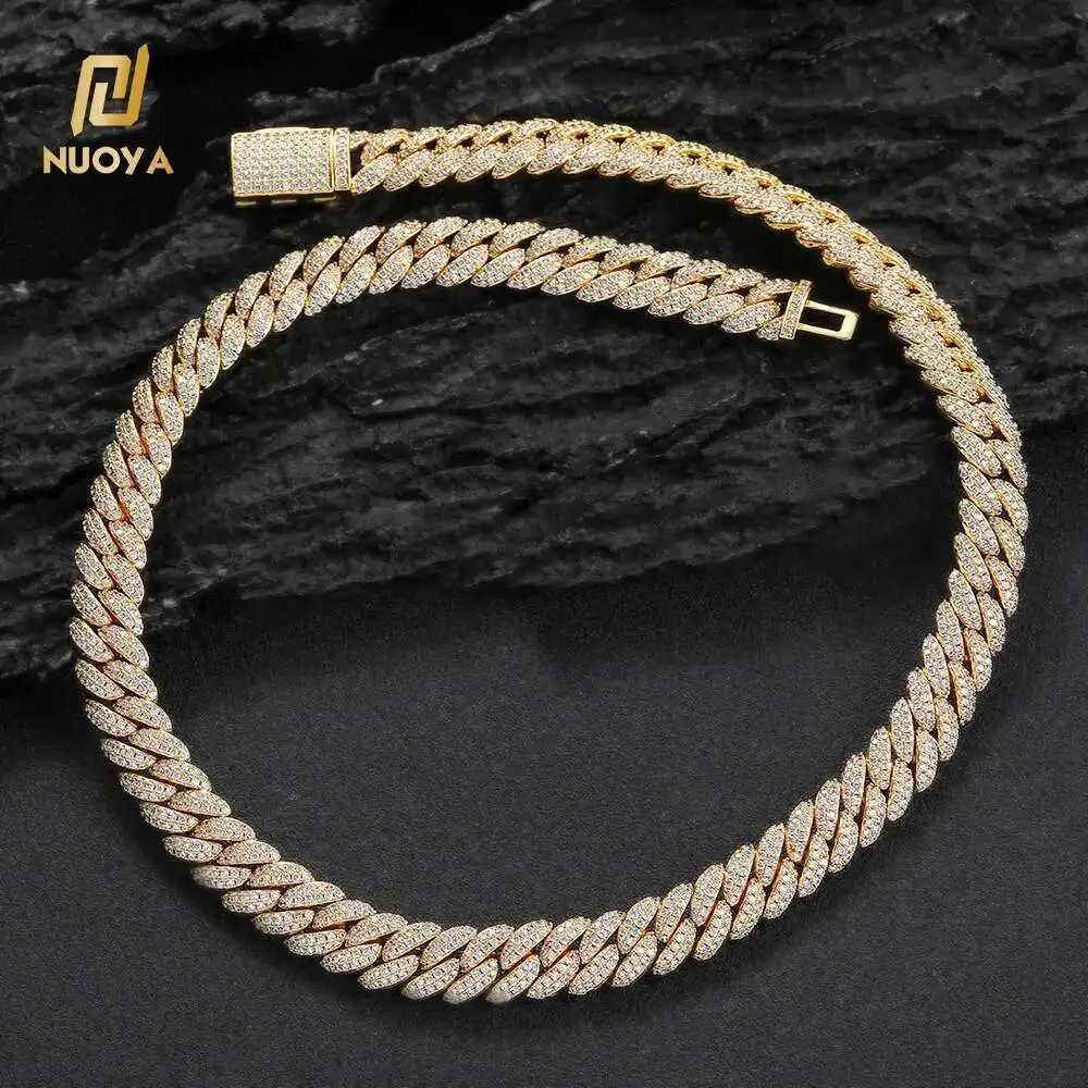 

Nuoya 10 мм Алмазная кубинская цепочка с позолотой 18 карат Iced Out Майами кубинская цепочка ожерелье для мужчин женщин