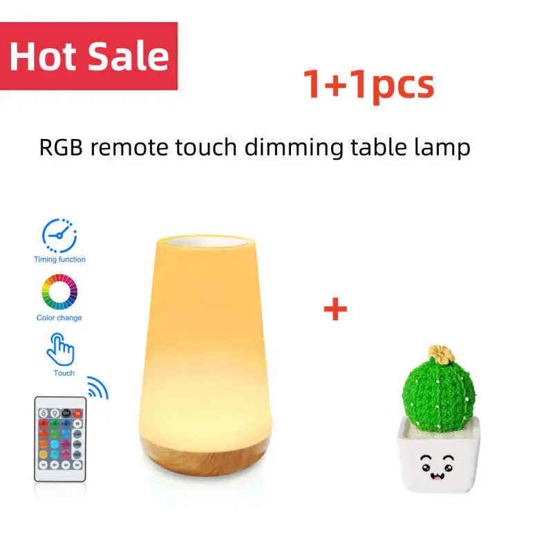 Table Lamp Bedside Lamp For Bedroom 13 Color Changing Touch Night Light RGB Remote Dimmable USB Rechargeable Portable Room Light