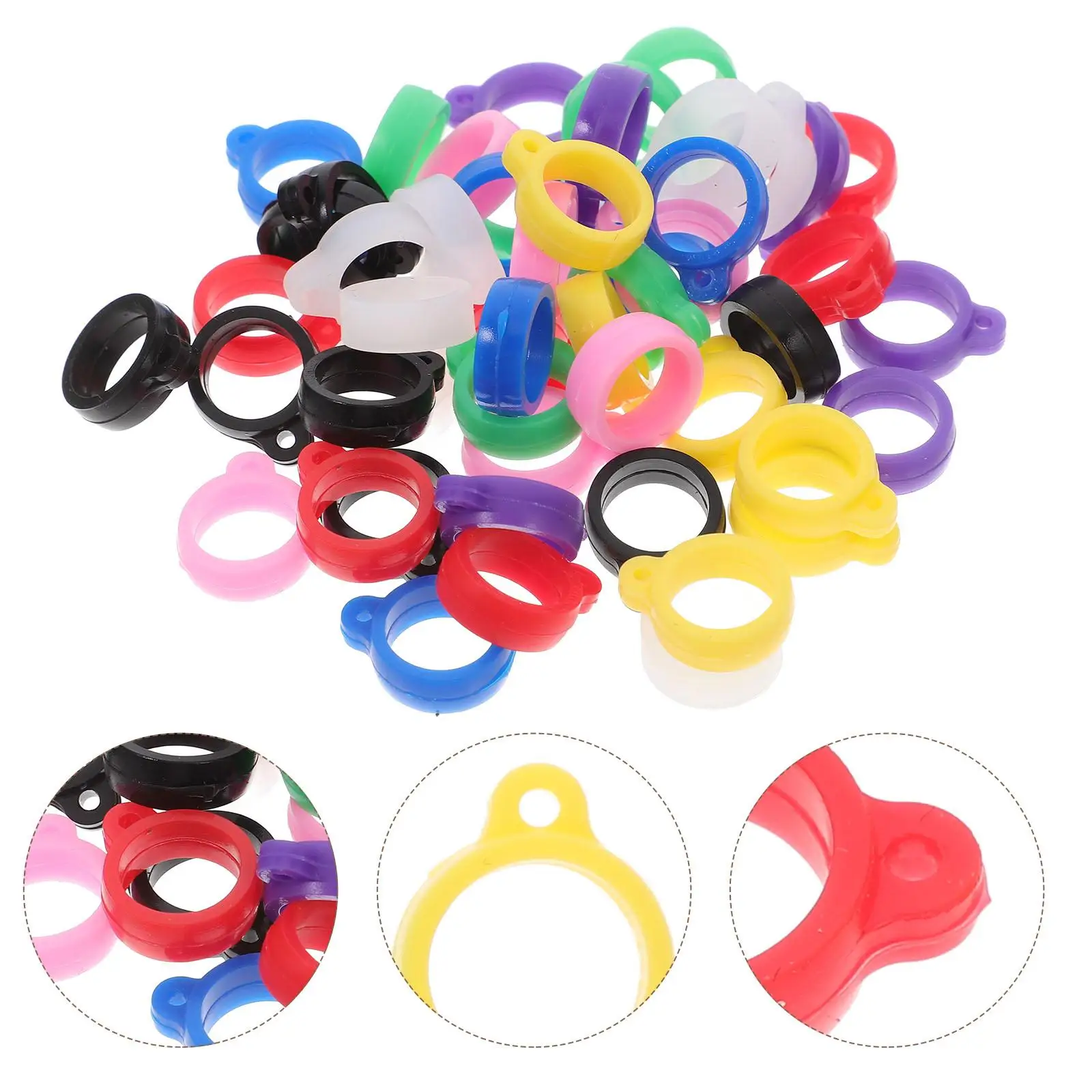 

50pcs Silicone Holder Adjustable Necklace Lanyard Key Chain Anti Lost Jewelry Accessories Ring Rubber Pen Holder Tightener