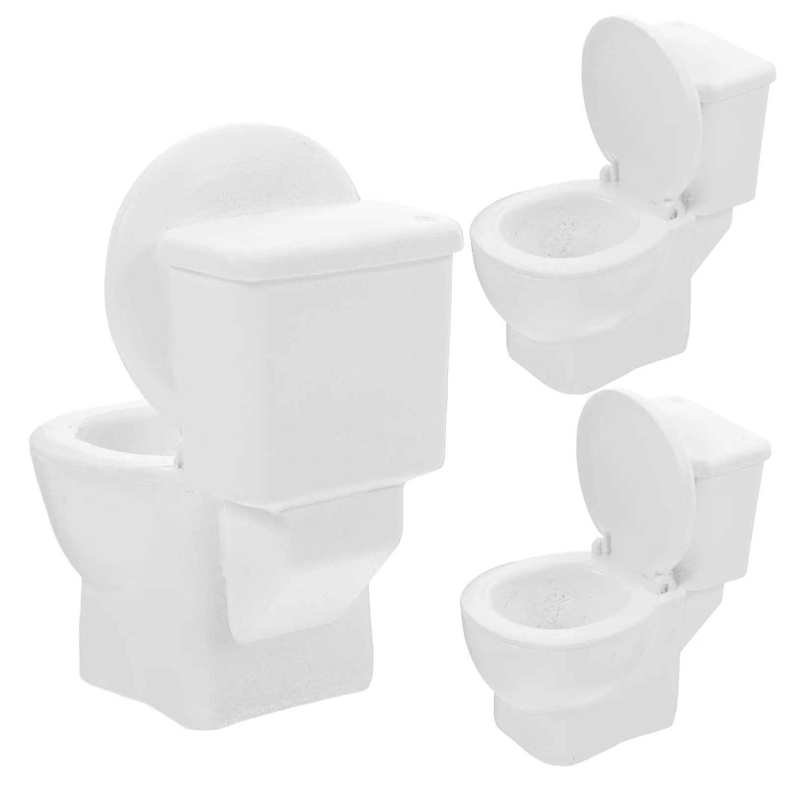 

3Pcs Small Toilet Resin Decoration for Micro Landscape Dollhouse Bathroom Terrarium Mini Garden Decor Adorable Outdoor Accessory