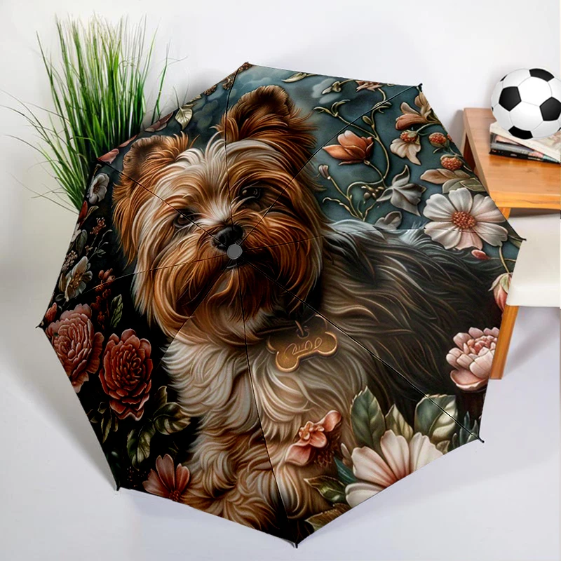 

Cute Cartoon Yorkie Umbrella Automatic Open/close, Sturdy Iron Frame & 8-Rib Struct, Umbrella for Women & Men, Christmas Gifts