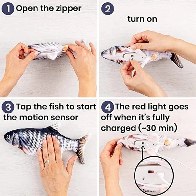 Kids Electric Pet Electric Floppy Fish Toy Toddler Interactive Soft Plush Toy Animal Model Cognitive Interactive Gift for Baby