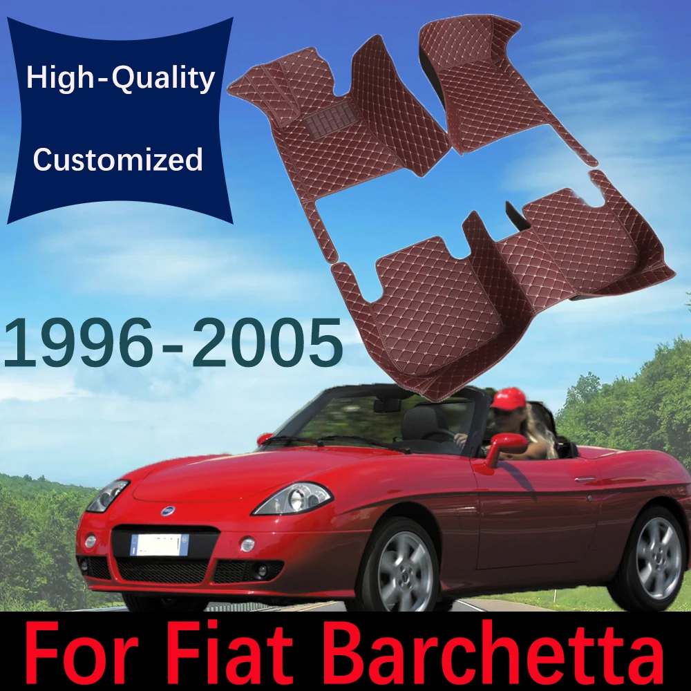 Custom Leather Car Floor Mats For Fiat Barchetta 1996~2005 Fashion Automobile Carpet Rugs Foot Pads Interior Accessories