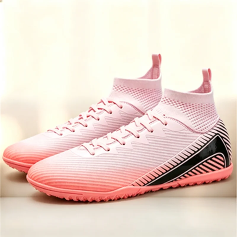 Men TF Football Boots Stretch PU Woven Upper Shock Absorb Rubber Outsole Stable Traction For Amateur Turf Football Daily Matches