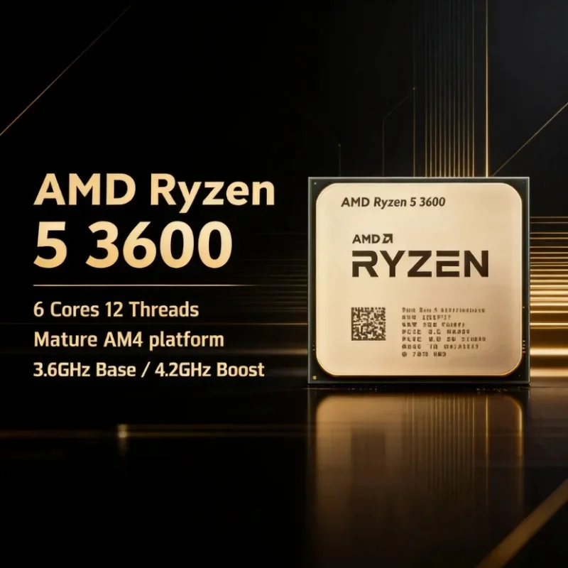 CPU AMD Ryzen 5 3600 R5 3600 Desbloqueado, Overclockable, 6 Núcleos, 12 Subprocesos, 3.6GHz, AM4, para Escritorio, Sin Caja
