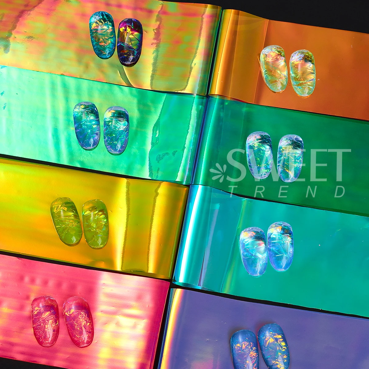 8 قطعة/الحقيبة الخيال السلوفان مسمار الفن الديكور قزحي الألوان أورورا رقائق يلتف التسلق ورقة DIY بها بنفسك مجوهرات أنيقة مانيكير المنزلق #2