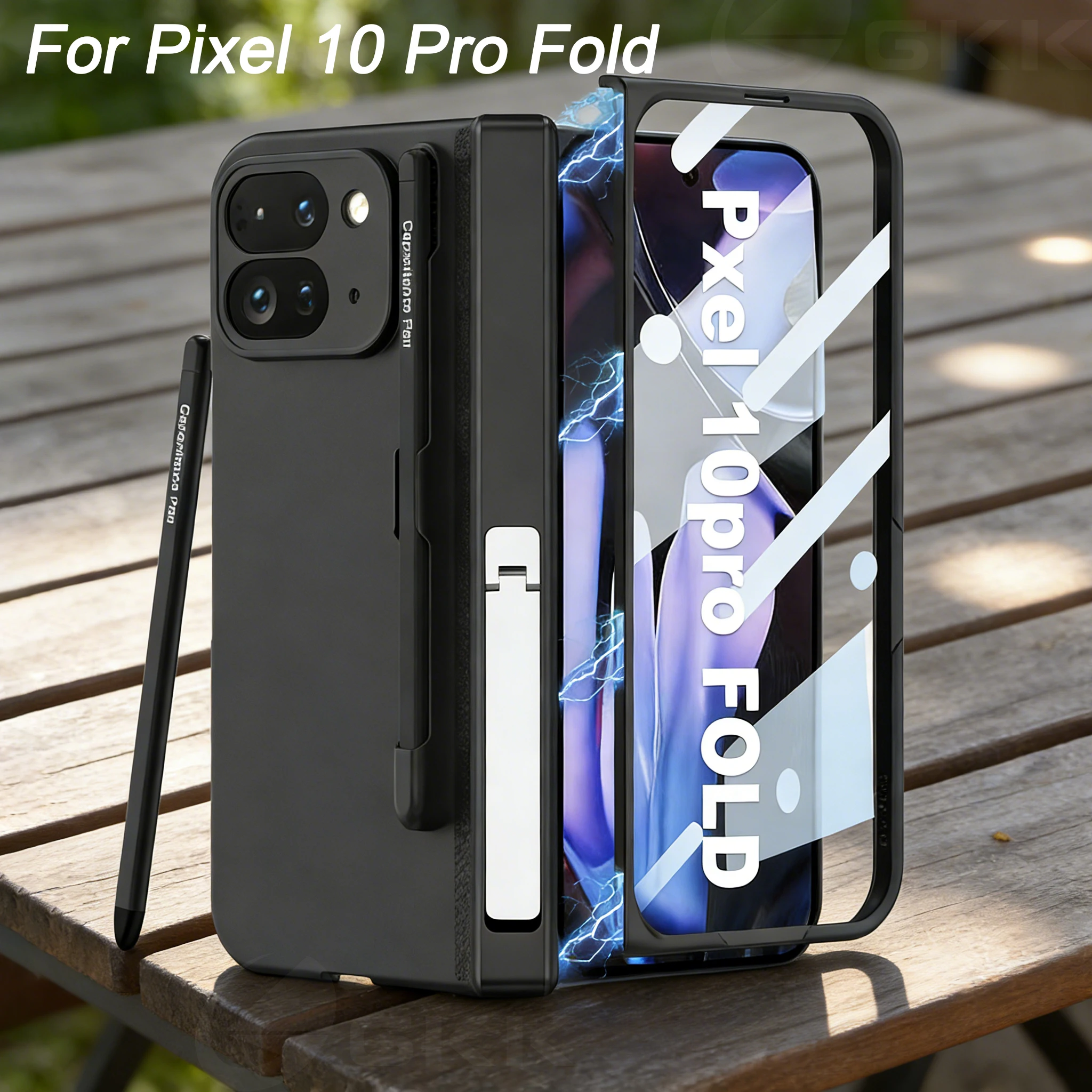 

Чехол с магнитной петлей и подставкой для Google Pixel 10 Pro, стеклянный защитный чехол для экрана ручки для Pixel 10 Pro, складной чехол