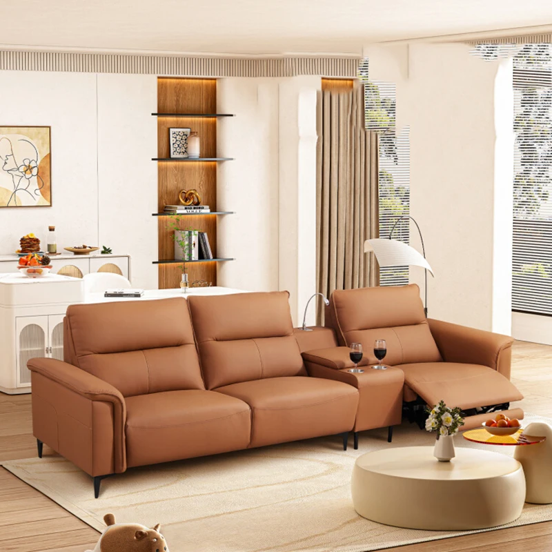 أرائك غرفة المعيشة البسيطة متعددة الاستخدامات، أريكة صالة جلدية كلاسيكية باللون البني، أريكة كسولة فاخرة وحديثة، أثاث Wohnzimmer للمنزل