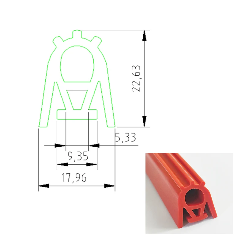 1m Red Color Silicone Material Food Grade Flexible Good Quality Heating Resistant Oven Seals for Steamer Pan