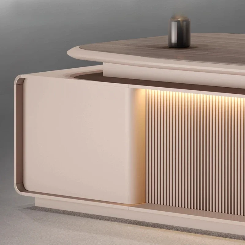 Luxury Modern Light Supervisor Boss Manager Luxury Executive Office Desk With Lamp Storage Drawers Computer Desks Bookcase Large