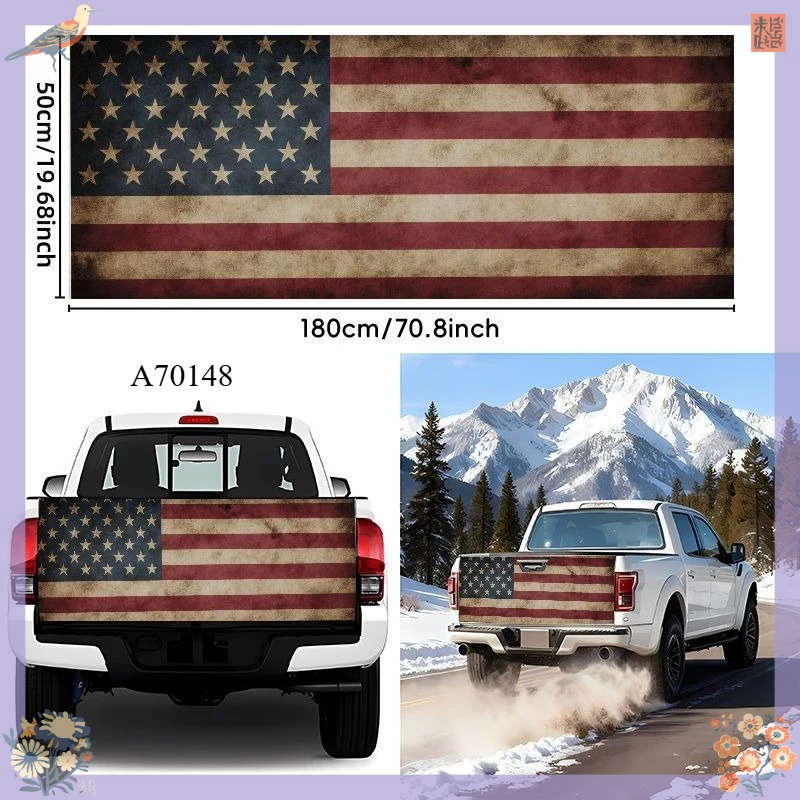 Decorative posters,1PC 19.69x70.87in American Flag Car Sticker 50 Stars 13 Stripes Mountain Style Faded Waterproof Self Adhesive