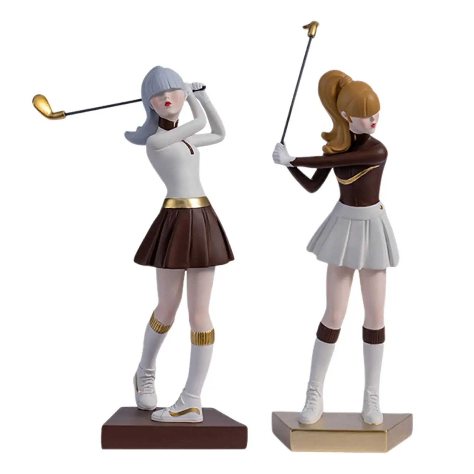 Lady Golfer Statue Female Collection Housewarming Gifts Resin Modern Golfer Figurine for Bedroom Desk Apartment Dorm Home Decor