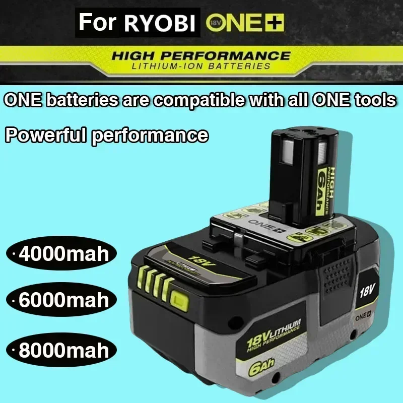 For RYOBI ONE+ high-performance lithium battery 18V no memory effect, low self discharge, suitable for all ONE+tools P104,P107