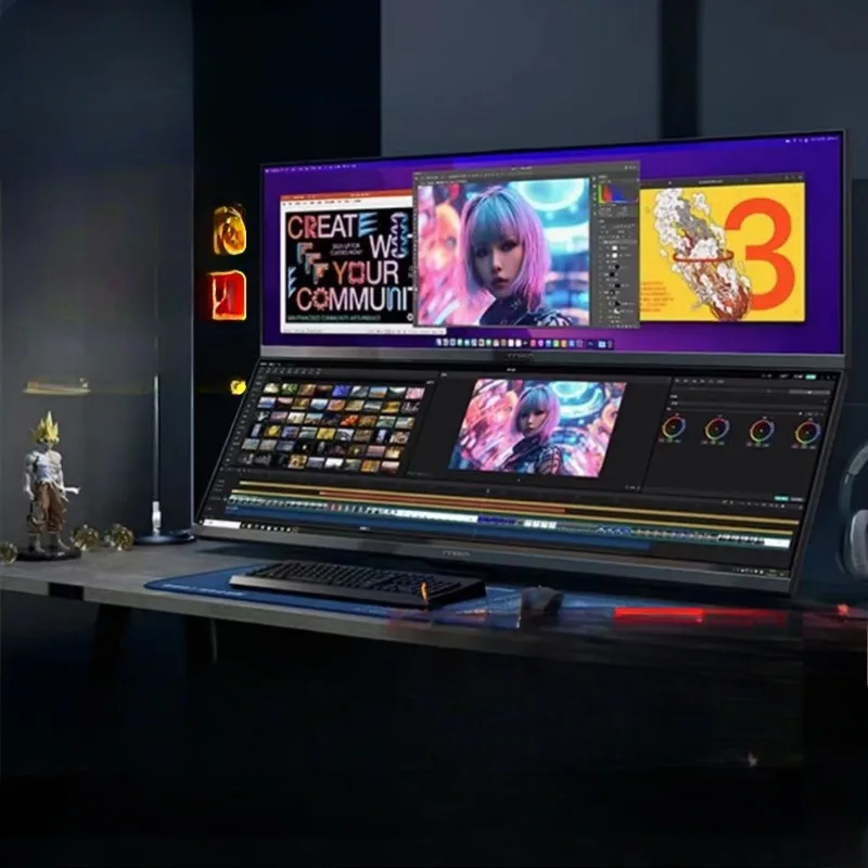 Computer monitor, ultrawide screen, dual-screen set, 43.8-inch dual-screen package