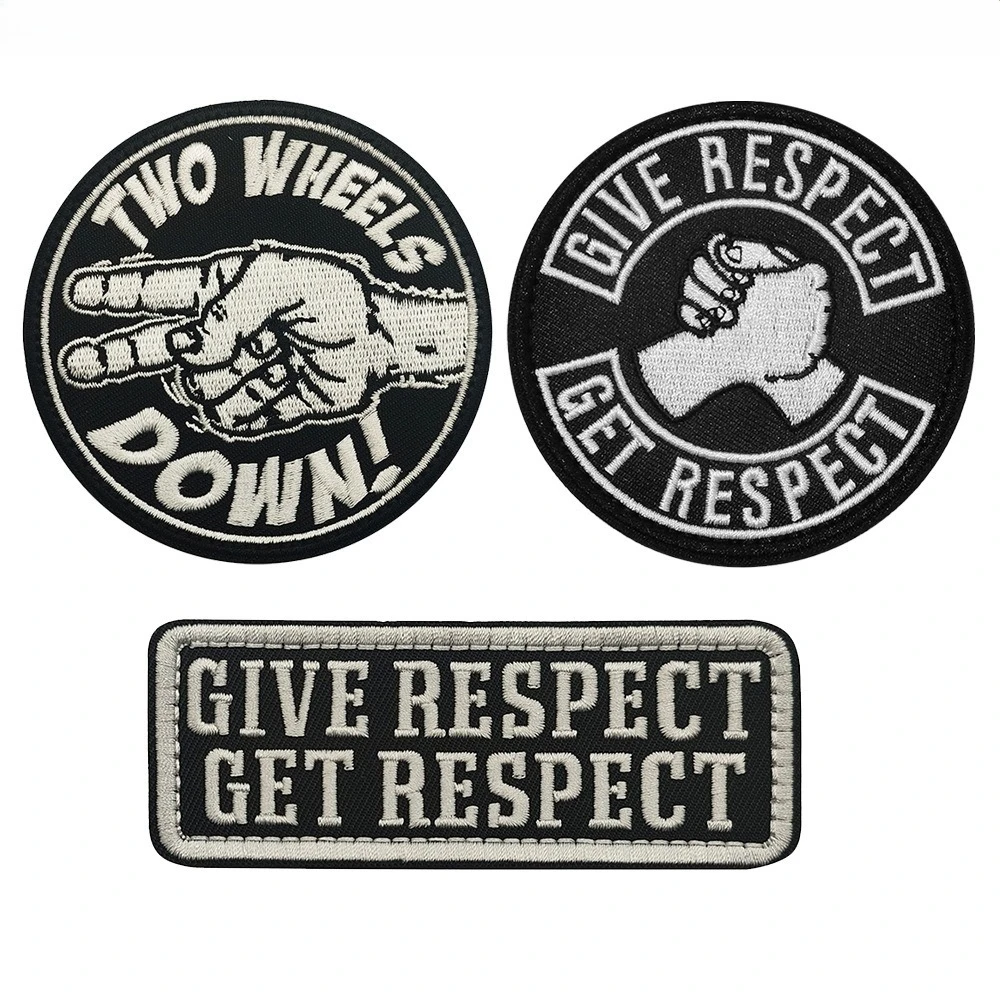 1pc Give Respect To Get Respect Embroidered Patches Applique Hook&Loop Punk Biker Band Rock Clothes Badges
