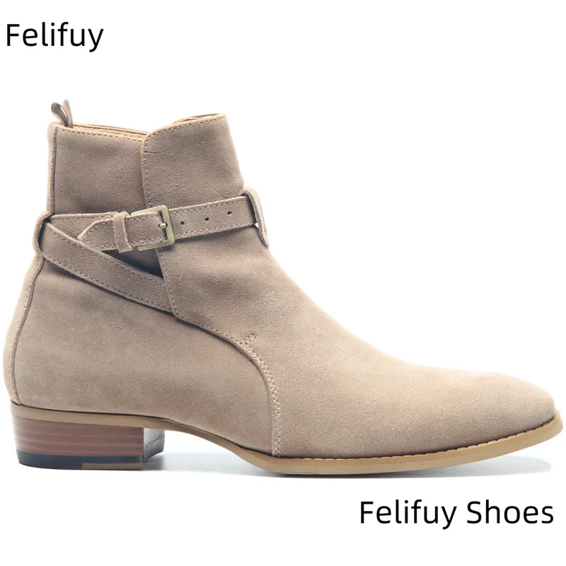 

Мужские ботинки челси, высокие ботинки из натуральной кожи, мужские ботинки с пряжкой и заостренным носком, мужские мотоциклетные ботинки, черные зимние ботинки